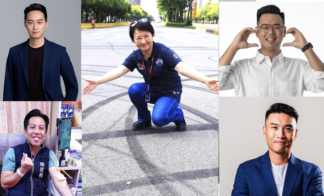 在台中市長盧秀燕的本命區，下屆市議員選舉藍營內戰提前開打，4名新人分別是葉欲立（左上）、吳宗學（右上）、顏建程（右下）及許育璿（右下）。     圖：新頭殼合成