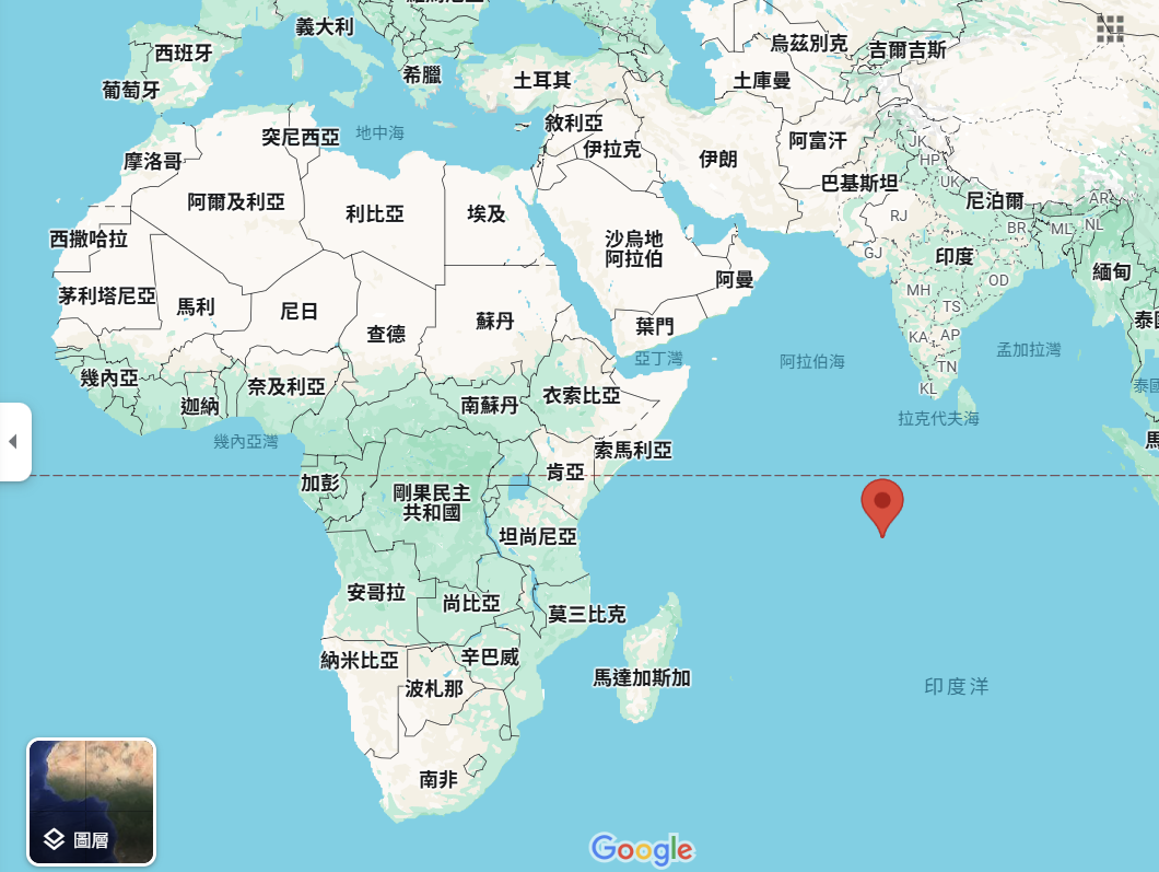 英國表示將放棄戰略群島查哥斯（Chagos Archipelago）主權，移交模里西斯。 圖/Google地圖