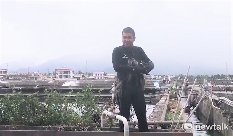 民眾身著潛水衣下水撈魚。 圖：民眾獨家提供