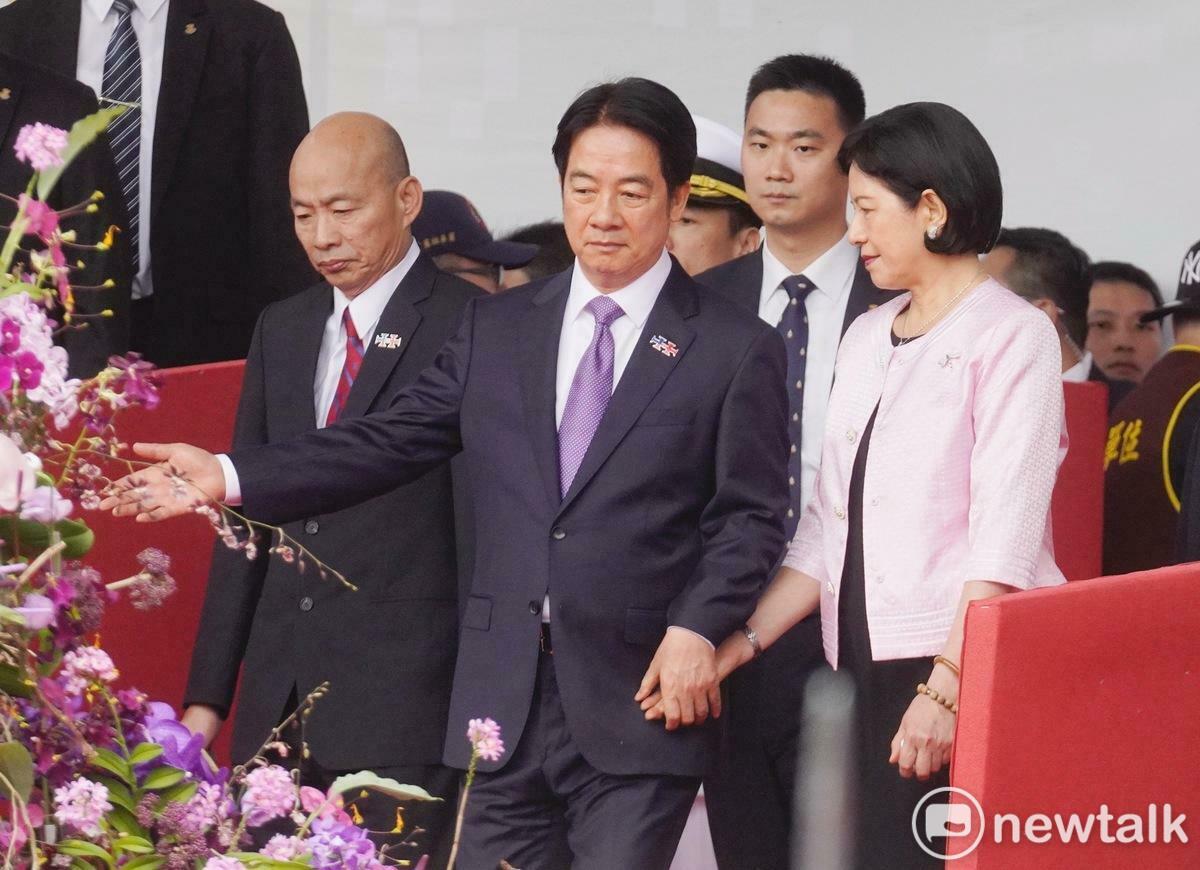 總統賴清德與妻子吳玫如牽手現身國慶大典，並發表演說。 圖：張良一/攝