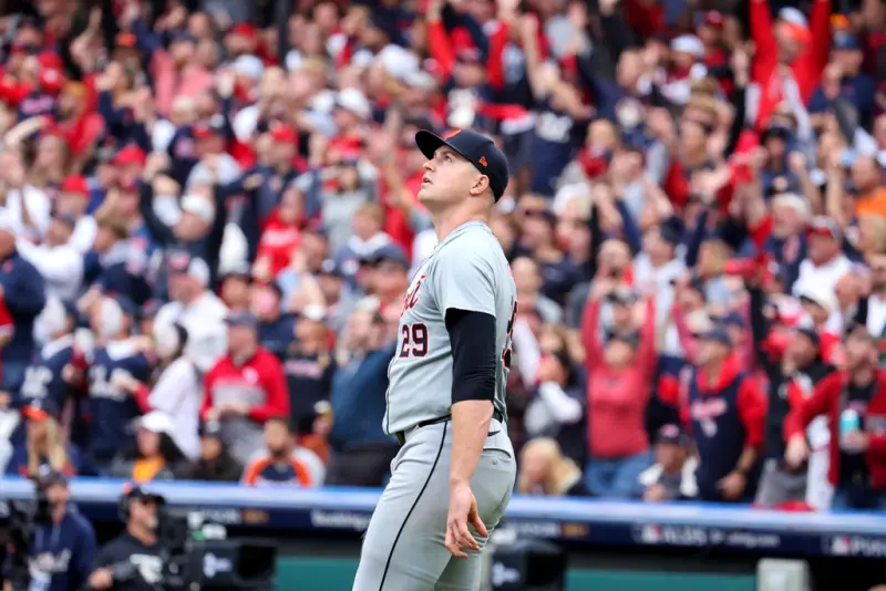 MLB美聯分區系列賽G5，克里夫蘭守護者今（13）日回到主場對決底特律老虎，老虎此戰推派王牌投手Tarik Skubal擔綱先發，但他卻在5局下挨了對手Lane Thomas的一發滿貫砲，也種下敗因。 圖：達志影像／美聯社