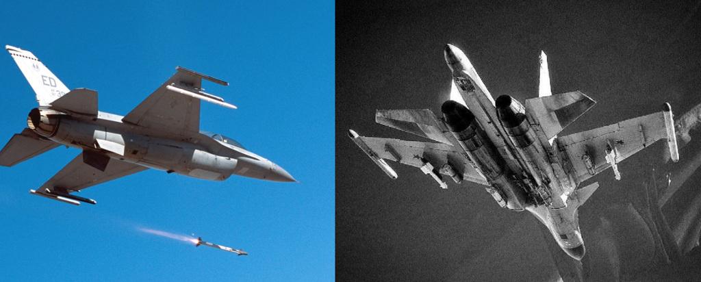 俄羅斯Su-34傳出被烏克蘭F-16擊落，Su-34墜毀的影片已經在網上傳開。 圖：翻攝美國空軍、Telegram