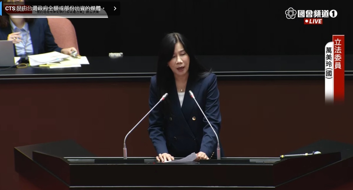 國民黨立委萬美玲說明提案要旨。 圖：擷取自國會頻道