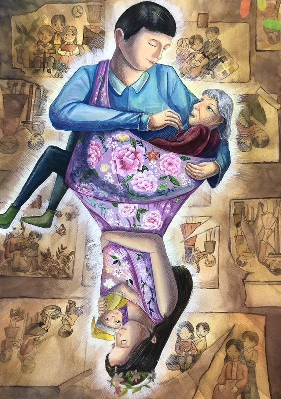 「113年度弘揚孝道繪畫及漫畫比賽」精彩作品 圖：黃博郎／攝