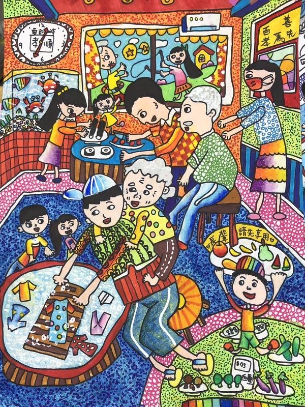 「113年度弘揚孝道繪畫及漫畫比賽」精彩作品 圖：黃博郎／攝
