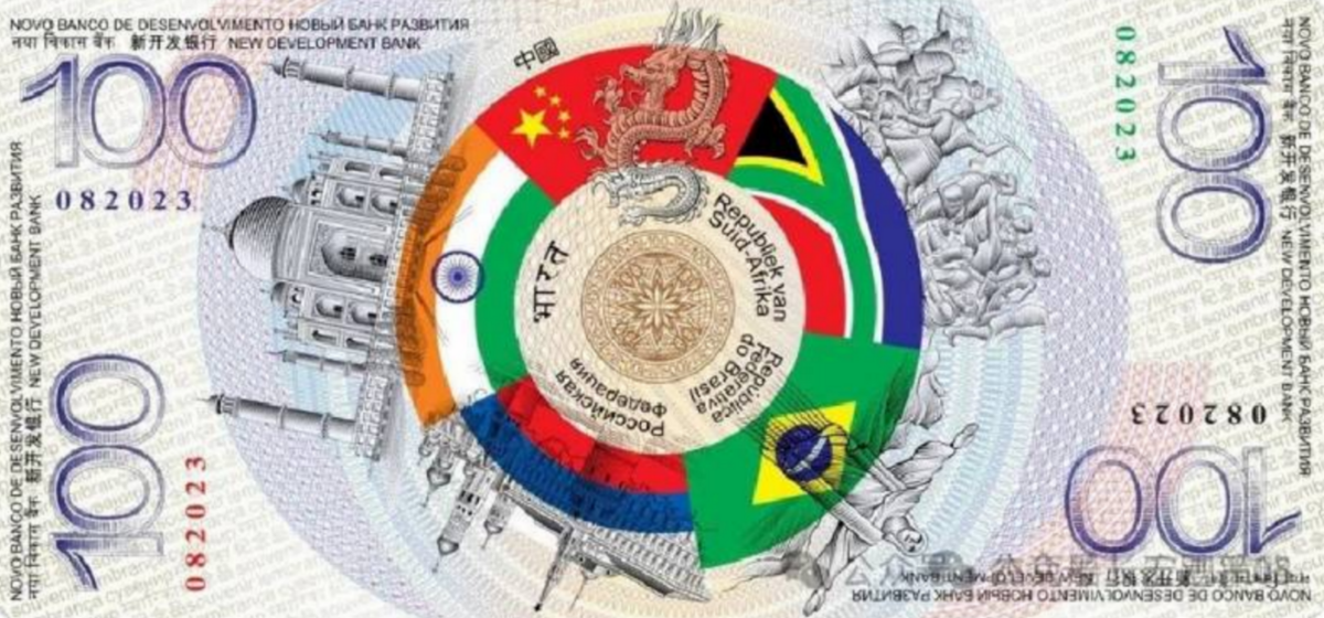 網路謠傳普丁提出了金磚國家將要統一貨幣，圖為網路上對「金磚幣」的預測圖。 圖 來源：Ｘ@yanbojack