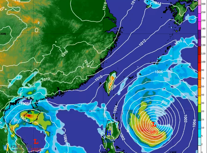 天氣風險公司分析師吳聖宇表示，目前已經有開始加速移動的趨勢，預估今明兩天將持續往台灣東南部海面靠近，並在週四傍晚左右，從台東一帶登陸。 圖：翻攝自天氣風險公司臉書