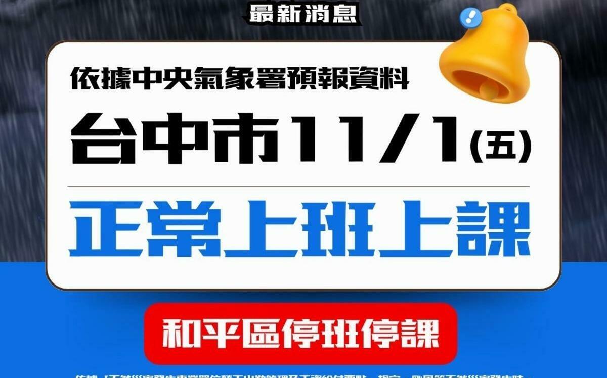 盧秀燕神預測台中市可能停班停課 只對了1/29 僅有中了和平區