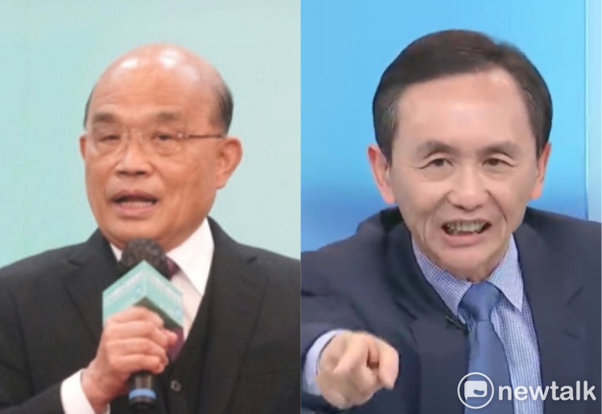 吳子嘉（右）因在直播中稱「蘇貞昌政府、陳時中部長靠疫苗A了一億美元」，遭蘇貞昌（左）提告，並求償1000萬元，台北地方法院判決吳子嘉應賠償蘇貞昌90萬元。 圖：新頭殼合成照（資料照）