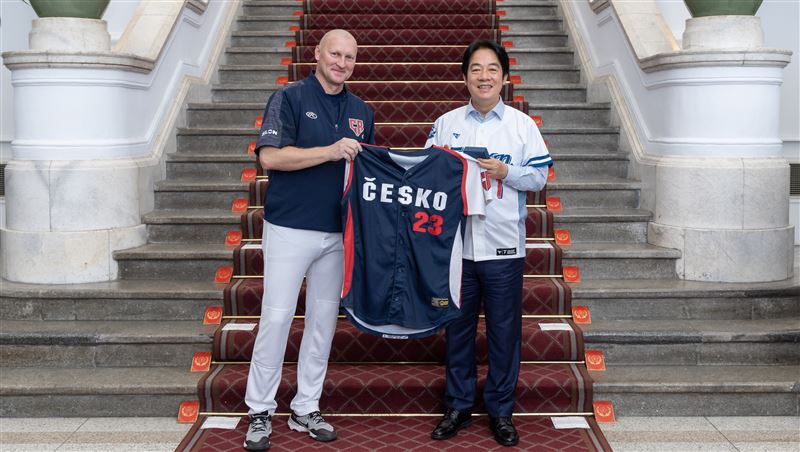 賴清德接見捷克國家棒球代表隊。 圖：總統府提供
