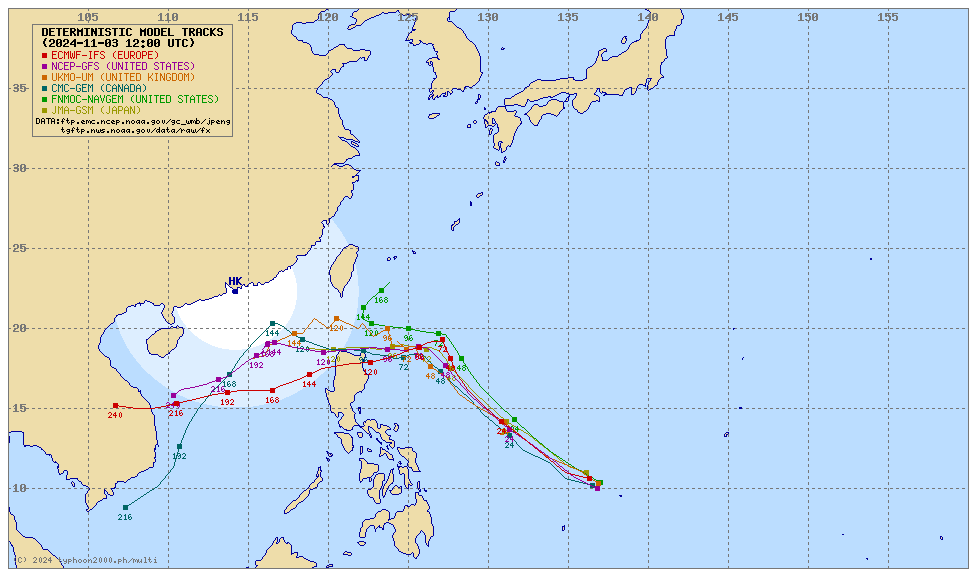各國電腦模式模擬路徑。 圖：翻攝typhoon2000