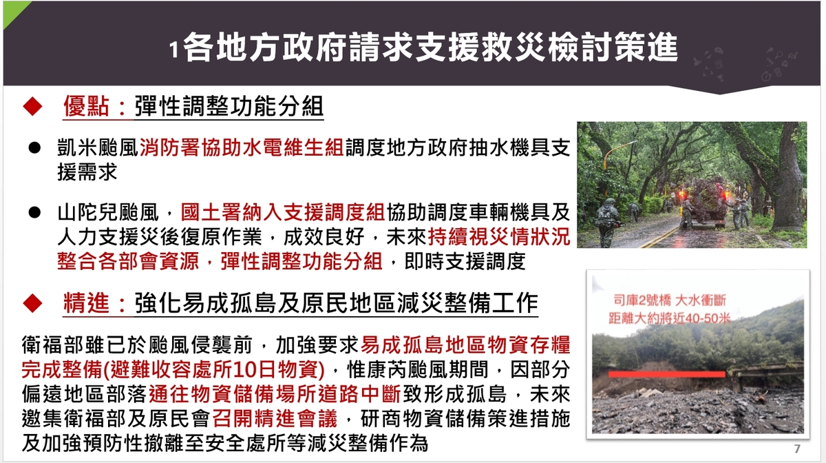各地方政府請求支援救災檢討策進。 圖：內政部提供