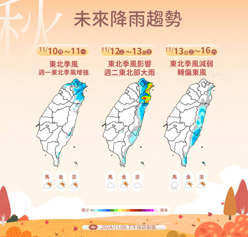 未來一周降雨趨勢。 圖：中央氣象署／提供