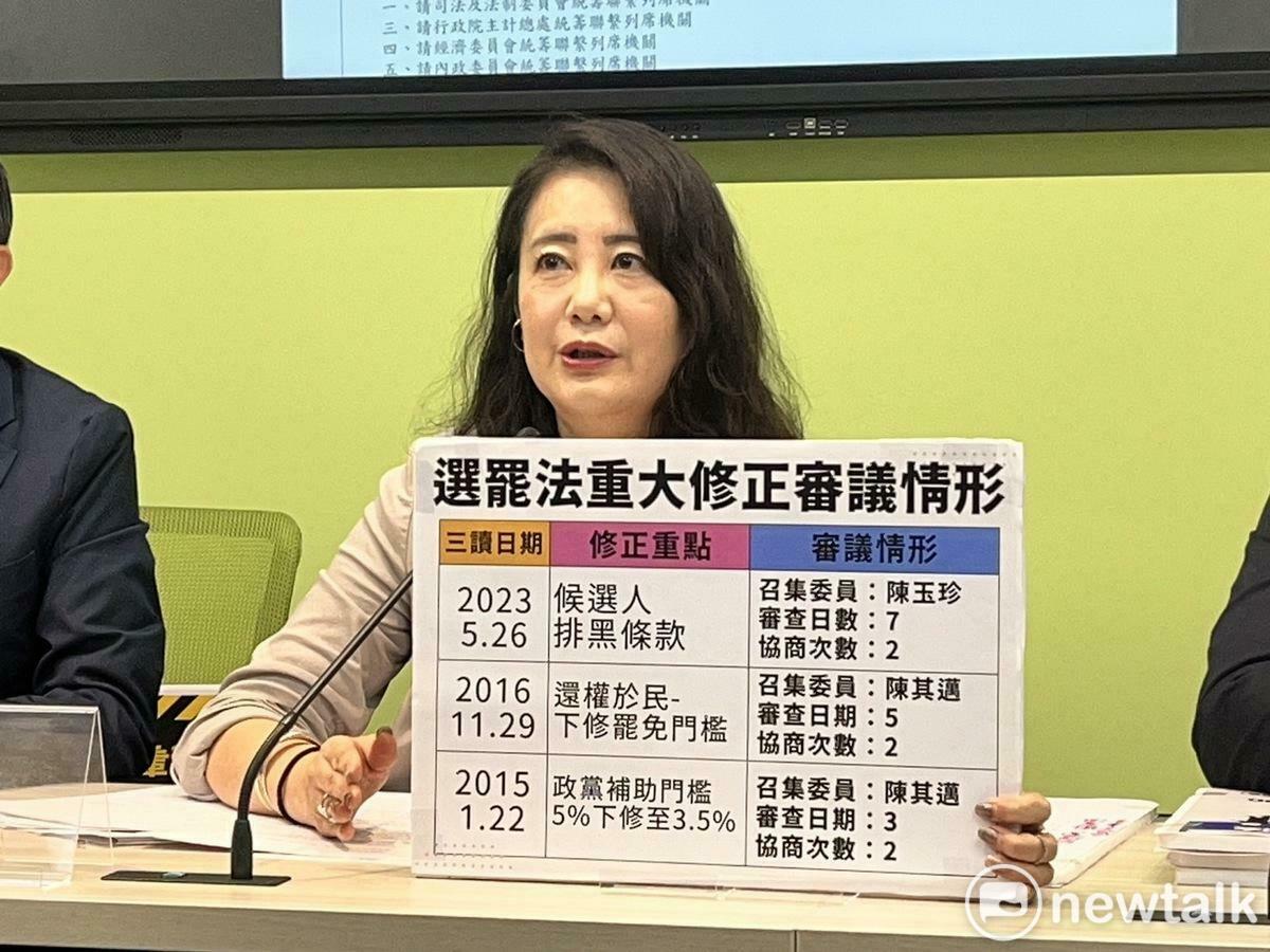 立法院長韓國瑜重發會議通知赫見協商選罷法，民進黨團幹事長吳思瑤直呼「被突襲」。 圖：金大鈞/攝