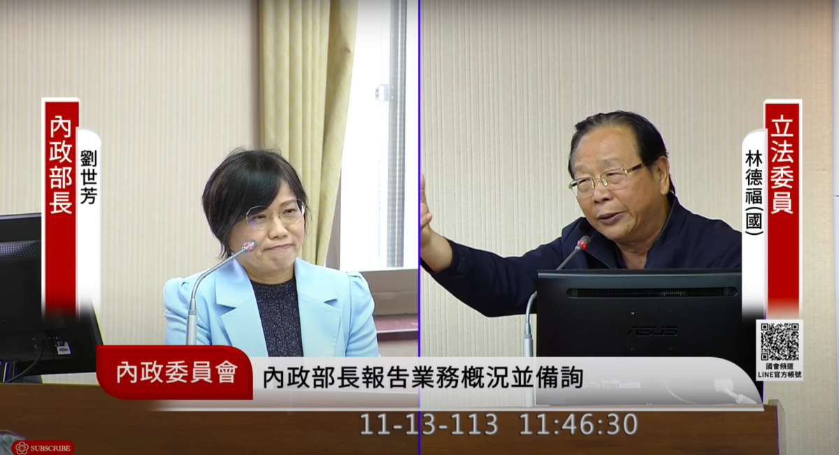 國民黨立委林德福質詢內政部長劉世芳時主張，「詐騙、毒品、酒駕」三項由判刑加上鞭刑。 圖：翻攝自國會頻道