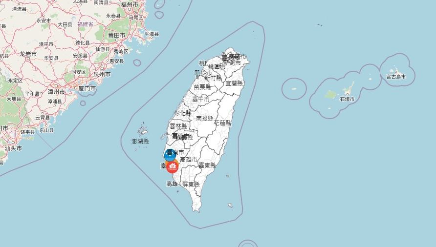 經濟部水利署在上午8時30分針對台南、高雄發布一級、二級淹水警戒。 圖/取自經濟部水利署防災資訊網