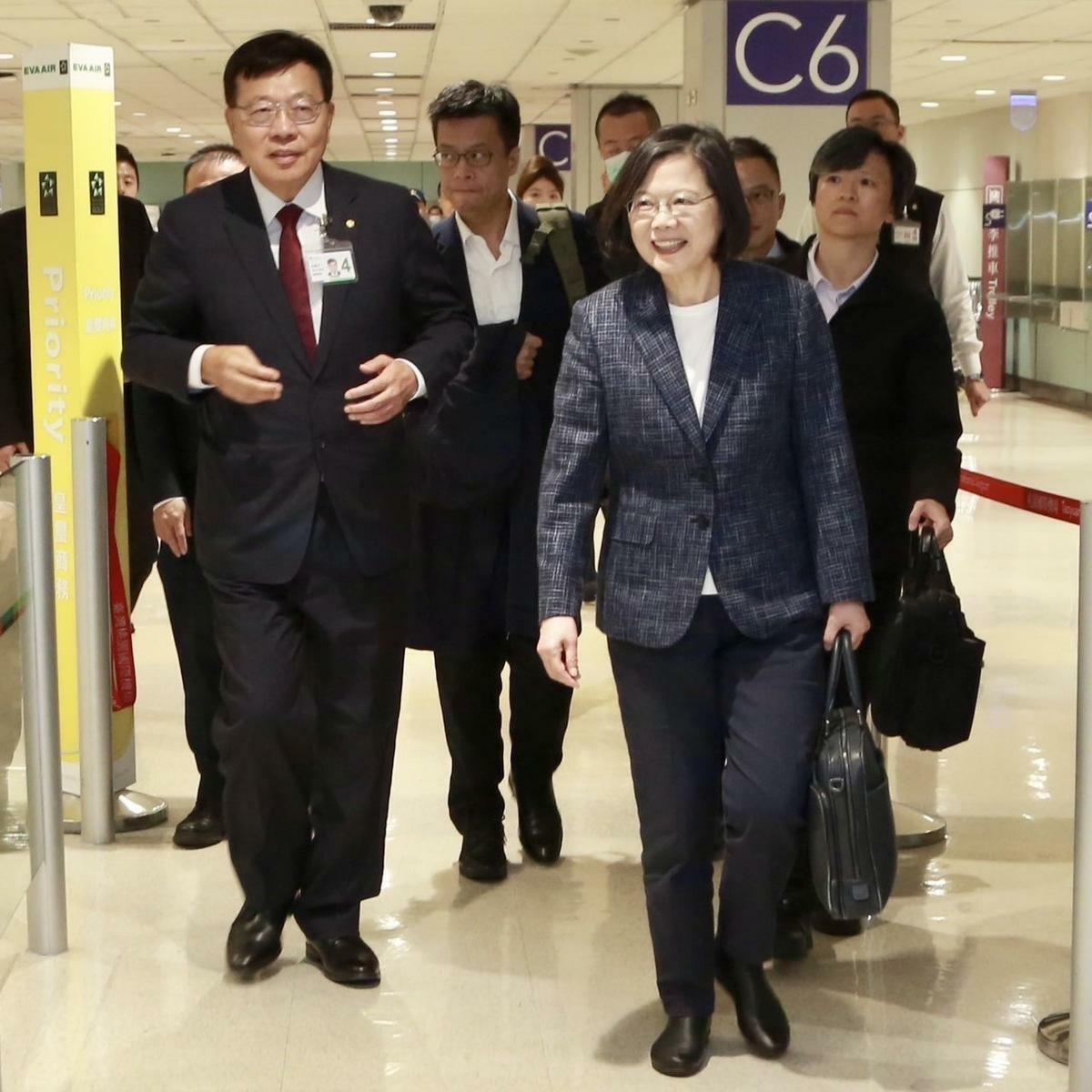 前總統蔡英文啟程前往加拿大。 圖：翻攝自蔡英文臉書
