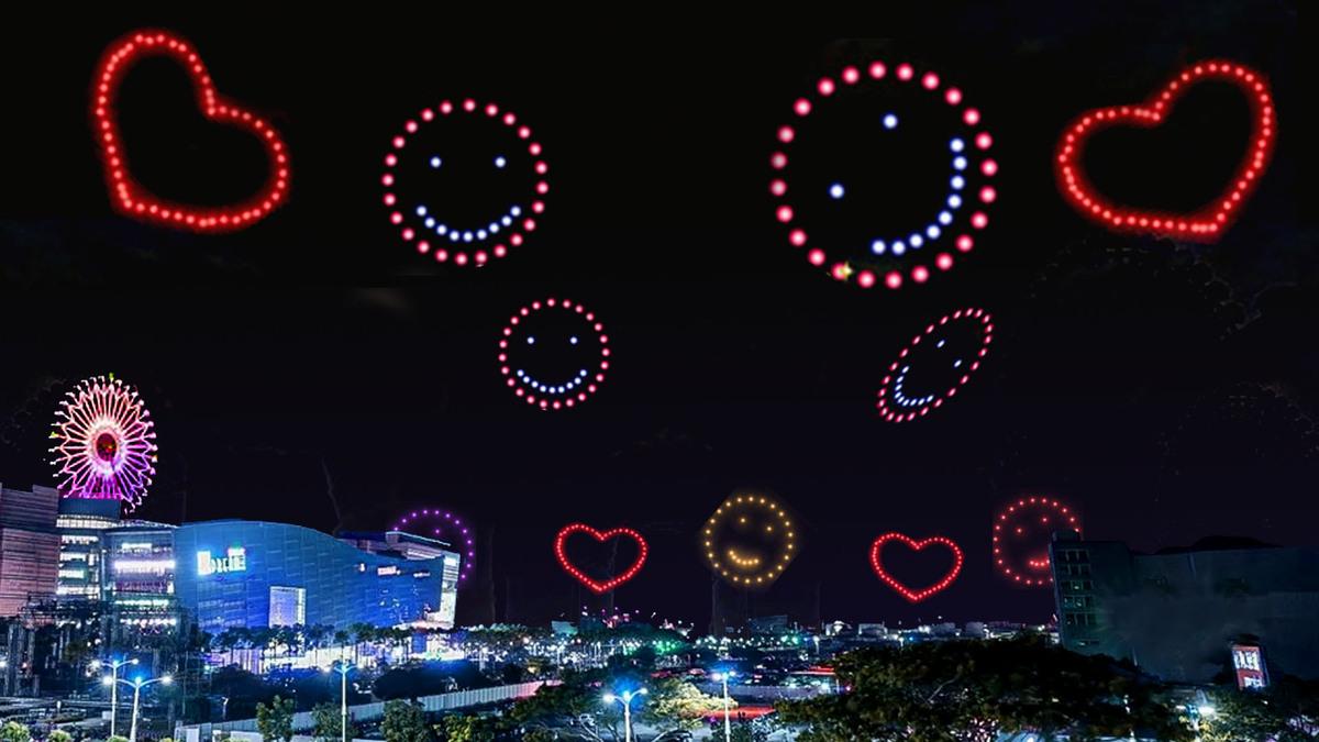 港都跨年夜空將綻放超萌的愛心、笑臉造型花火。 圖：高雄市政府提供