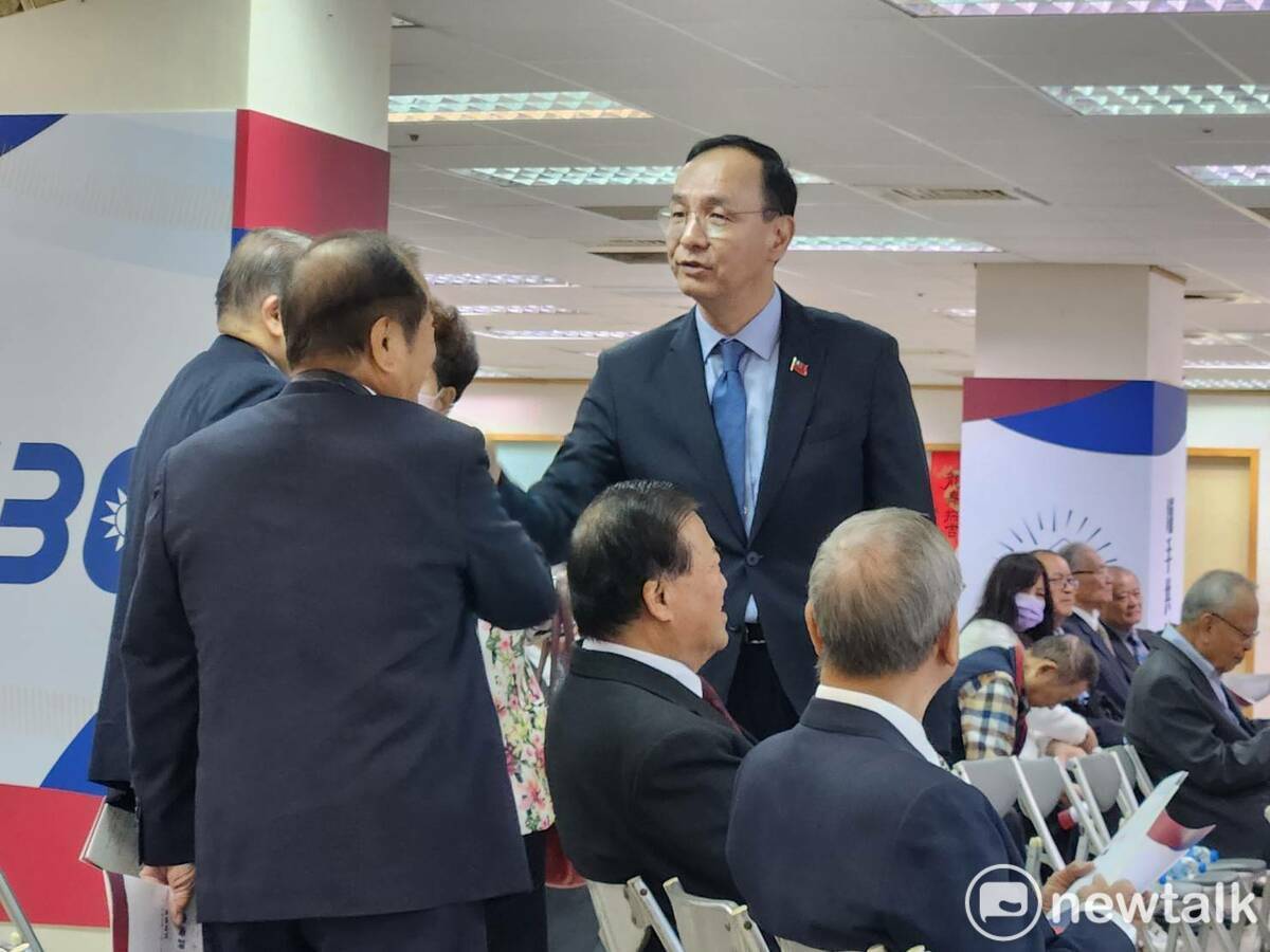 國民黨主席朱立倫出席國民黨中評會。 圖：黃建豪/攝