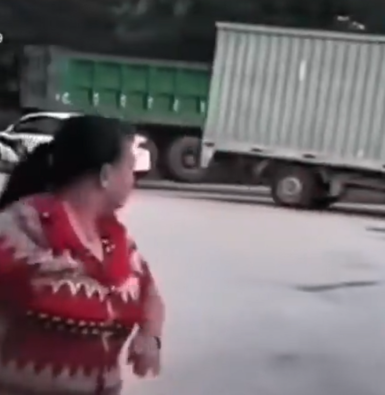 大貨車司機被交警罰款罰到民不聊生，決定一個倒檔撞向後方的 2 輛警車。 圖：翻攝自羅翔 X 帳號