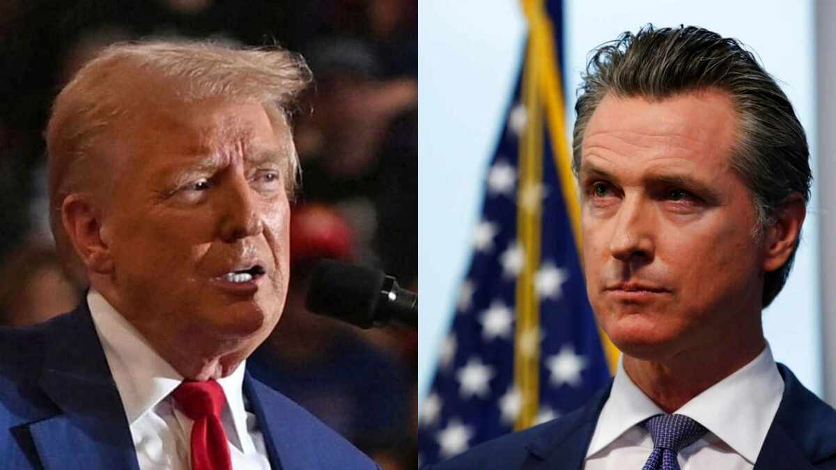 美國加州州長葛文·紐森（Gavin Newsom）(左)在週一發表聲明，向即將上任的前總統川普發出警告，表示如果川普取消每輛 7,500 美元的聯邦電動車補貼，加州將自行出資繼續提供補貼，確保居民能夠繼續購買零排放車輛。 圖：達志影像／美聯社