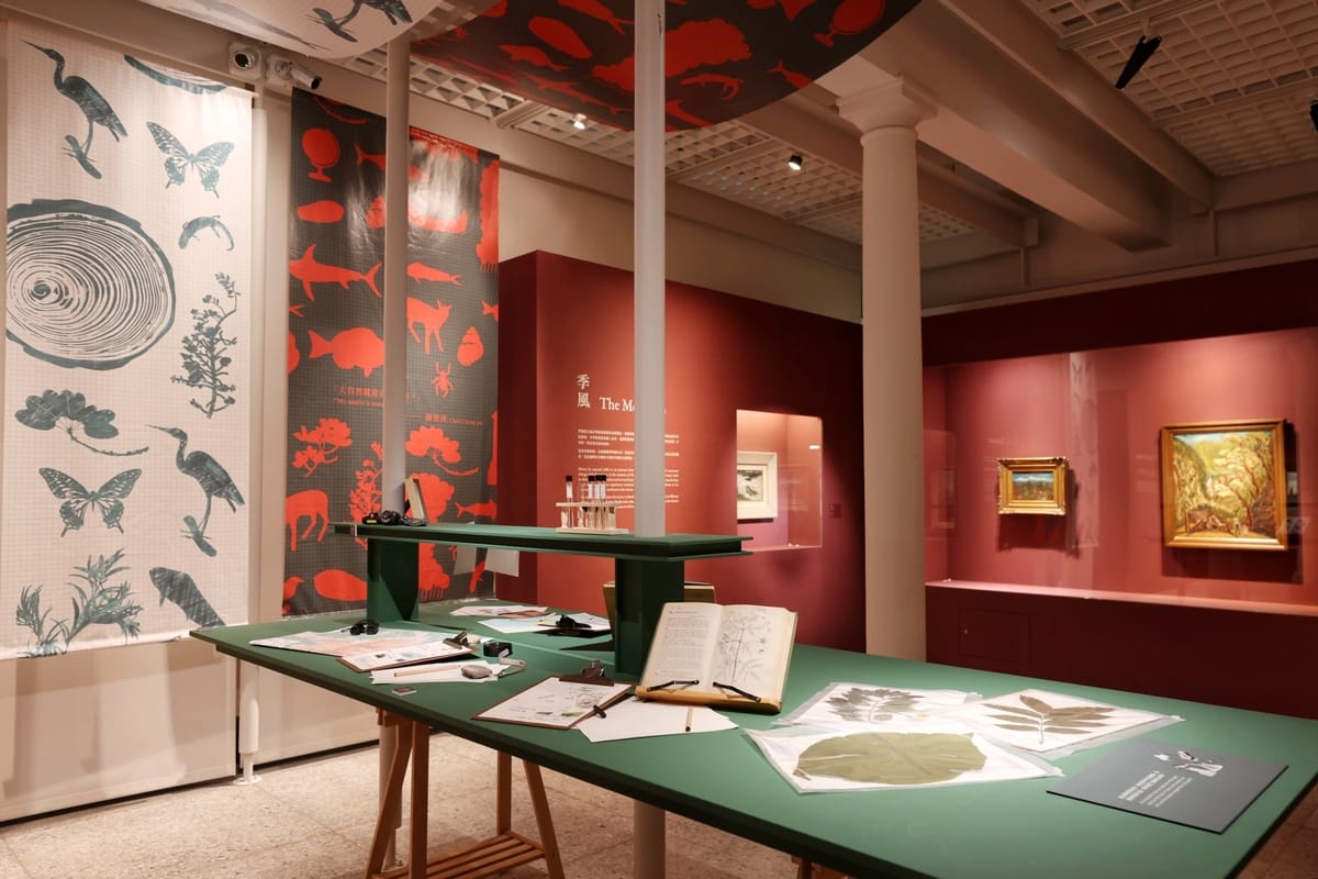 「走揣・咱的所在：陳澄波百三特展」以陳澄波的畫作結合臺博館館藏及植物標本等，討論與臺灣相遇而影響臺灣的自然現象。 圖：文化部提供