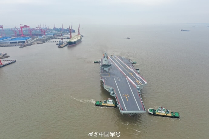 中國第3艘航空母艦福建號 圖：截取自微博中國軍號