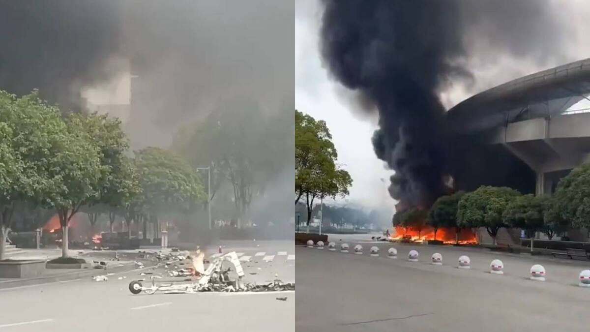 中國湖北省荊州市經開區12日發生無人機墜毀意外。 圖：翻攝「X」@fierysky2