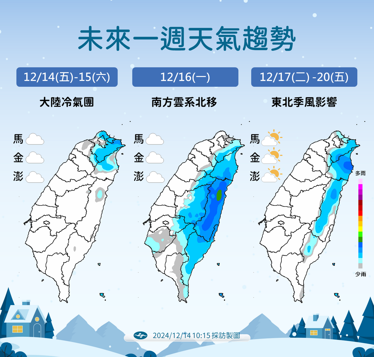 未來一周降雨趨勢。 圖：中央氣象署／提供