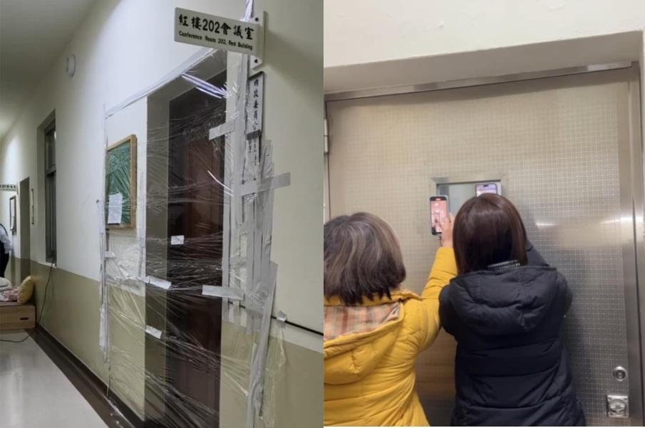 國民黨封鎖立院議場和委員會，今早強行通過選罷法。 圖：翻攝自沈伯洋臉書
