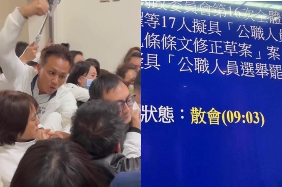 國民黨封鎖立院強過選罷法，三分鐘內通過送出。 圖：郭昱晴臉書