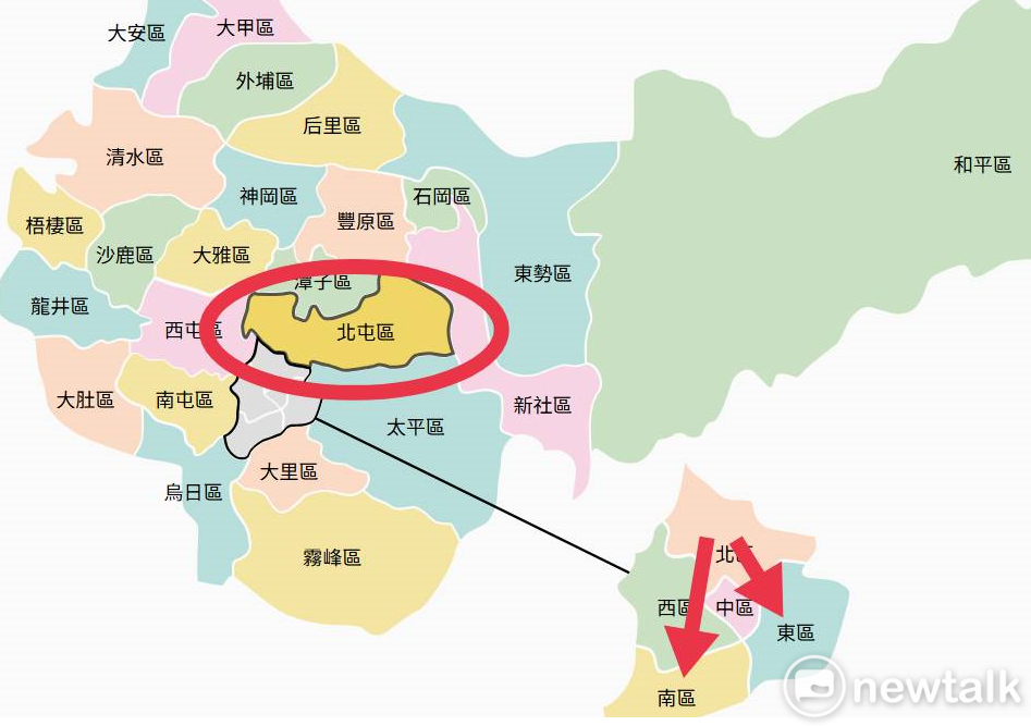 北屯區人數持續增加，下屆市議員選舉有可能多增加 1席次。 圖：取自台中市政府網站