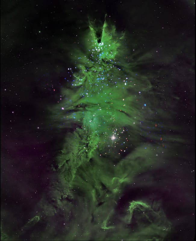 美國太空總署（NASA）發布了 NGC 2264 星團的美麗影像，星團的樣子像極了一顆閃耀的聖誕樹。