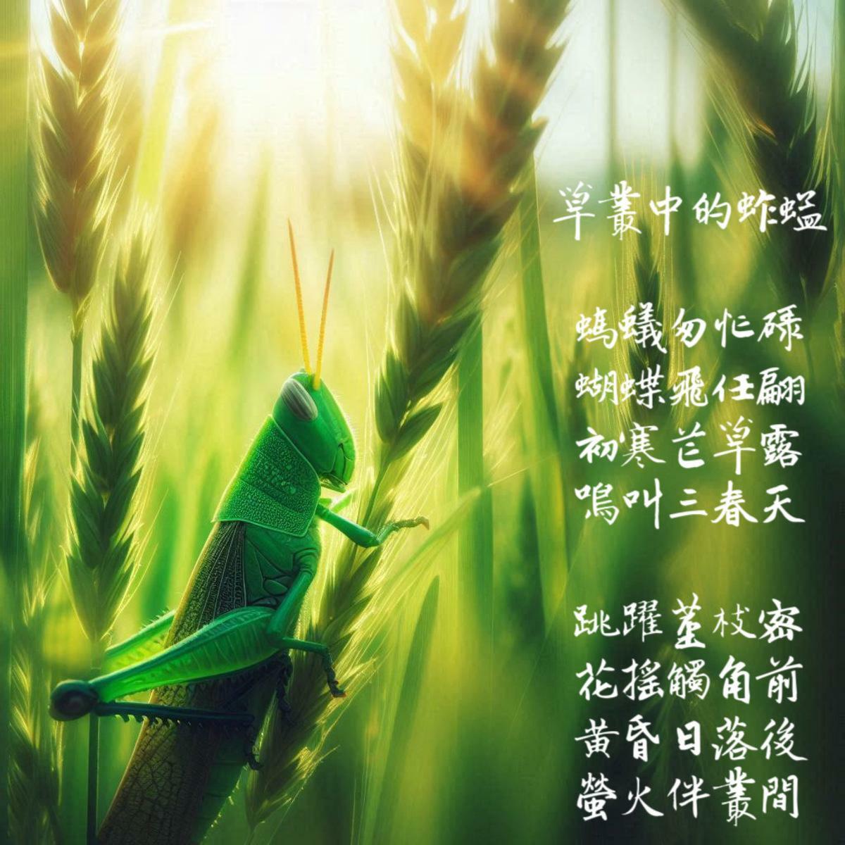 詩，草叢中的蚱蜢。 圖：黃吉川 提供