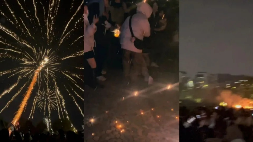 台中跨年煙火落焰砸向人群，尖叫聲四起。 圖：翻攝Threads