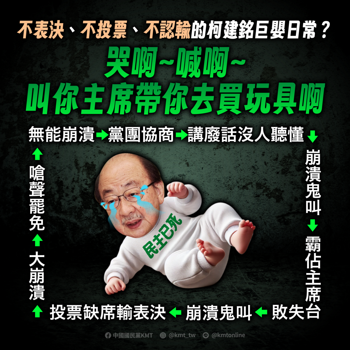 民進黨團要罷免韓國瑜，國民黨批柯建銘是巨嬰日常、沒民主素養。 圖：國民黨文傳會提供