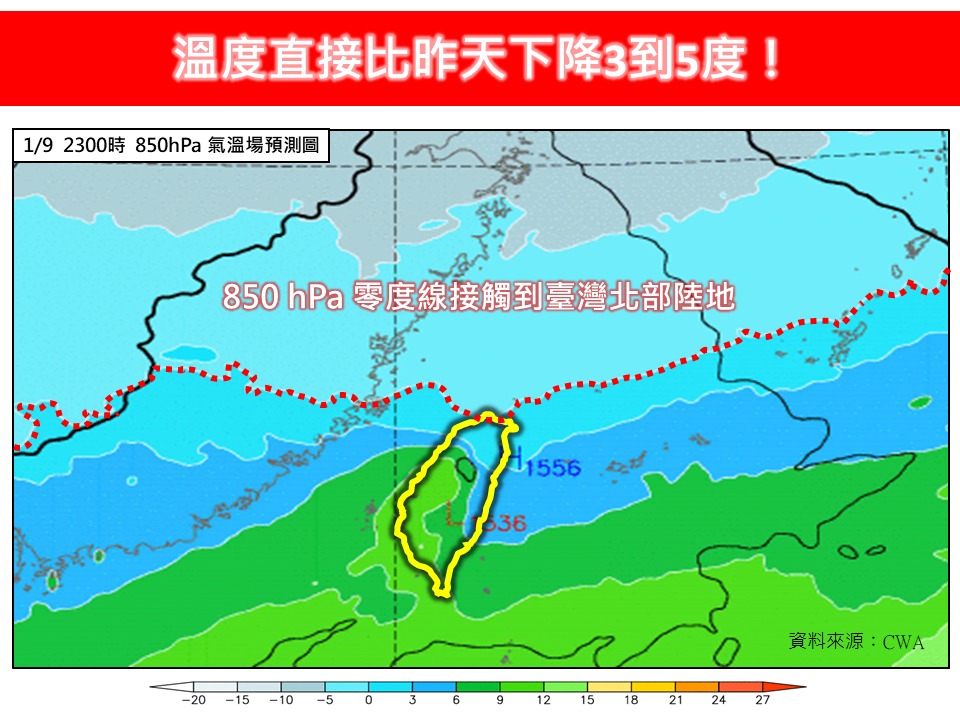 林得恩博士 於粉絲頁「林老師氣象站」指出，今全台降溫3至5度。 圖：翻攝自「林老師氣象站」