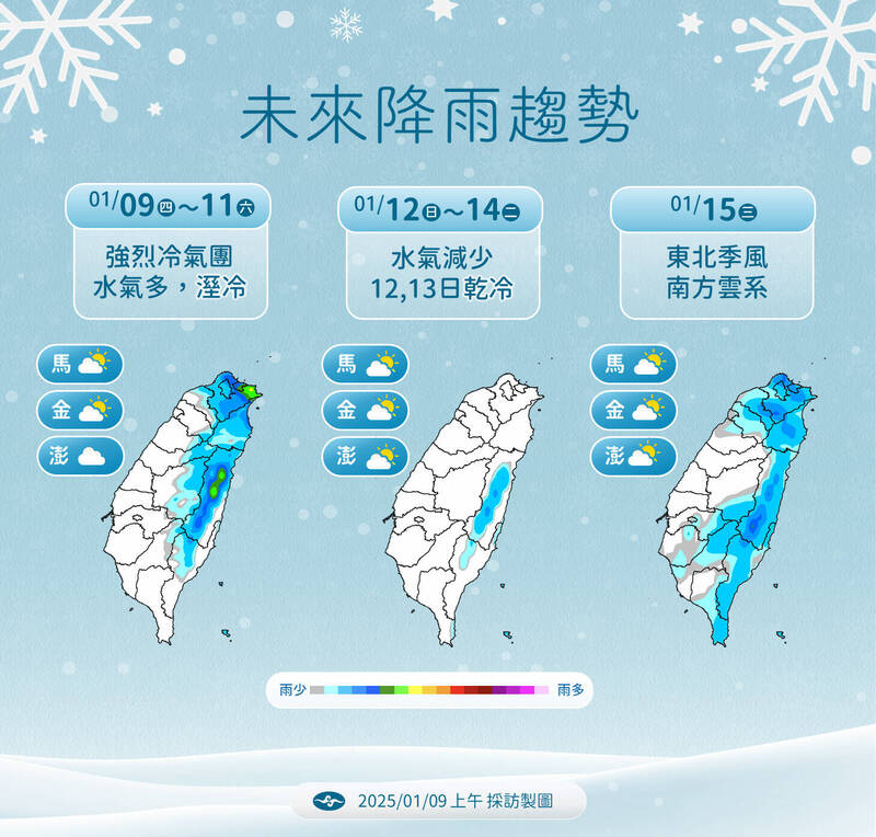 未來一周降雨趨勢。 圖：中央氣象署／提供