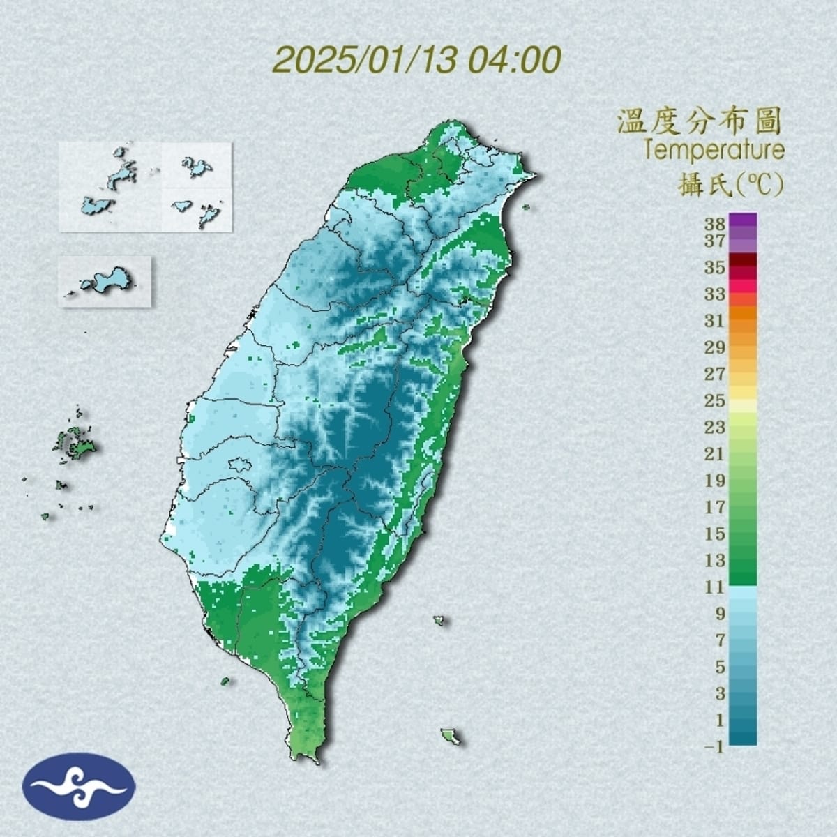 今日台北測站仍有12.4度。對此，天氣職人吳聖宇說，因偏東風的影響，導致台北盆地內仍有較強的風力，溫度無法下降。 圖：翻攝自中央氣象署官網