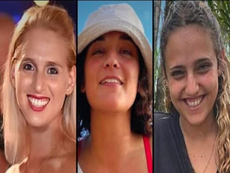 哈瑪斯19日釋放的3名人質，這3名女性已經在以色列軍方陪同下回到以色列境內。 圖：翻攝X（前推特）