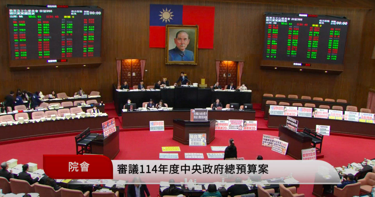 藍白砍Taiwan Plus預算鬧雙包，遭綠委質疑後，國民黨撤案改支持民眾黨提案。 圖：翻攝自國會頻道