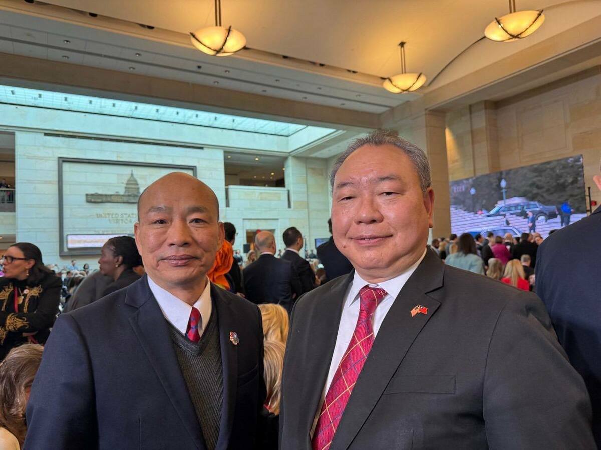 美國總統、副總統就職典禮，韓國瑜和俞大㵢進入國會山莊觀禮。 圖：駐美代表處/提供