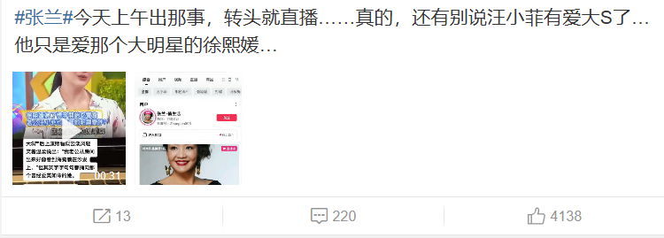 張蘭開直播引起網友撻伐。 圖：翻攝自張蘭微博
