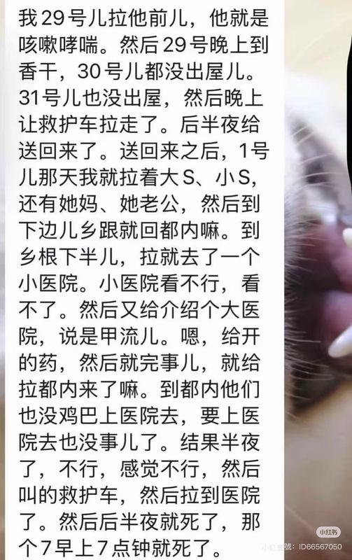 疑似接待大Ｓ一家導遊曝光病程。 圖：翻攝自小紅書