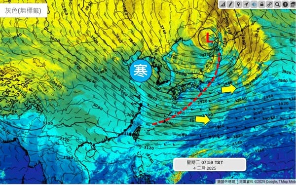 受寒流影響，今日清晨各地氣溫偏低，就連相對溫暖的台北測站也罕見出現10.4度低溫。 圖：翻攝自吳聖宇臉書