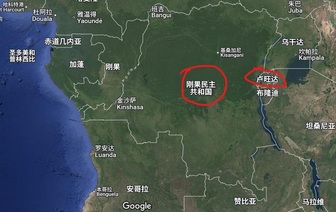 盧安達支持的「 M23 運動」之所以能與民主剛果的政府軍對抗，很可能與中國對盧安達的軍事援助有關。 圖：翻攝自 @Rumoreconomy X 帳號