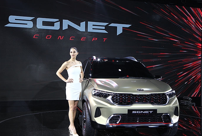 Kia Motors India 在新德里 Auto Expo 2020 上發表一款小型 SUV 全球戰略概念車 Sonet。 圖 : 翻攝自Kia Motors India