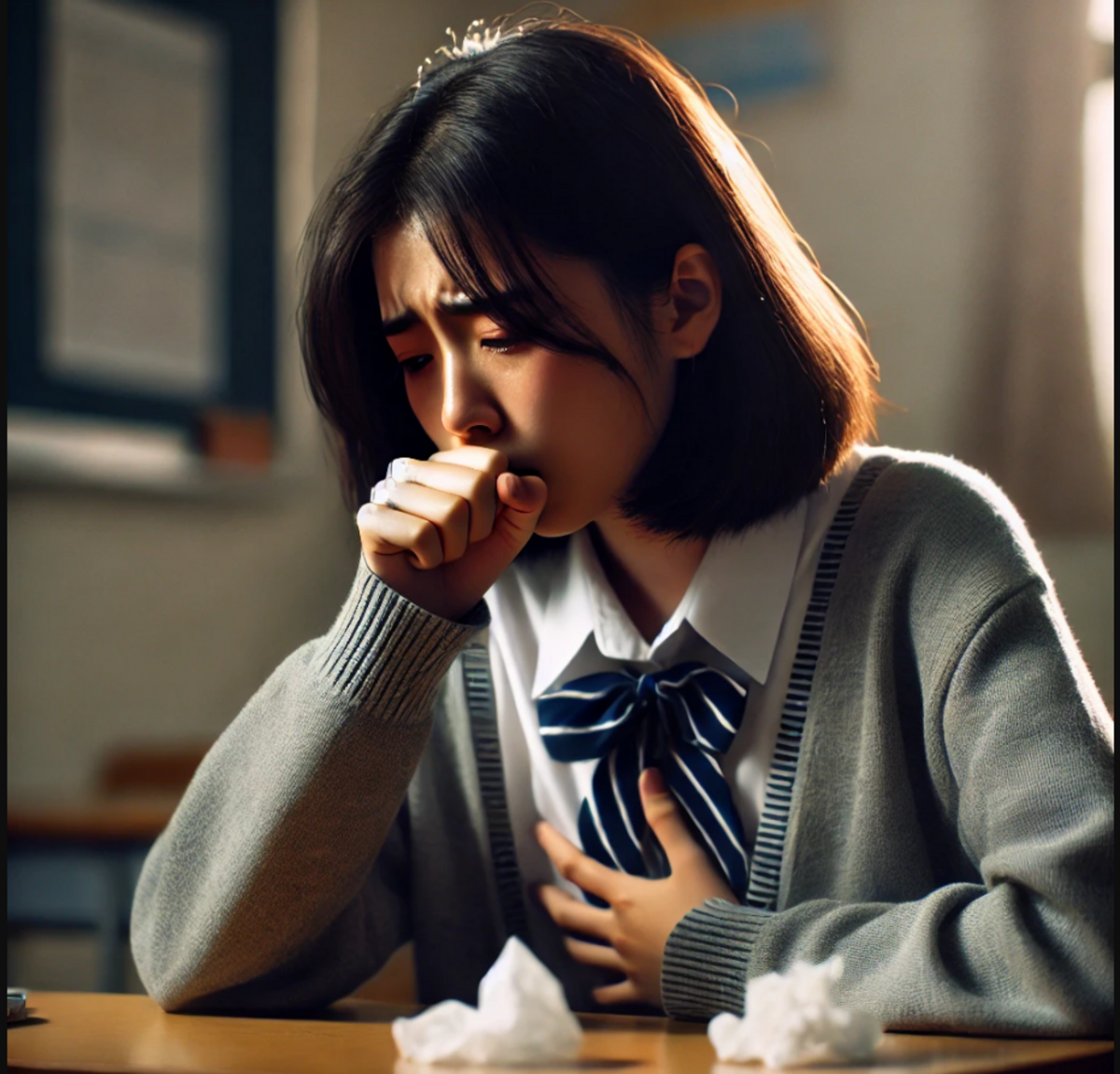 小兒科醫師陳信宏指出，流感患者服用抗病毒藥後若仍咳嗽不止，恐為慢性支氣管炎，應持續就醫，避免後遺症影響健康。 圖：COPILOT AI生成 / 曾郡秋製