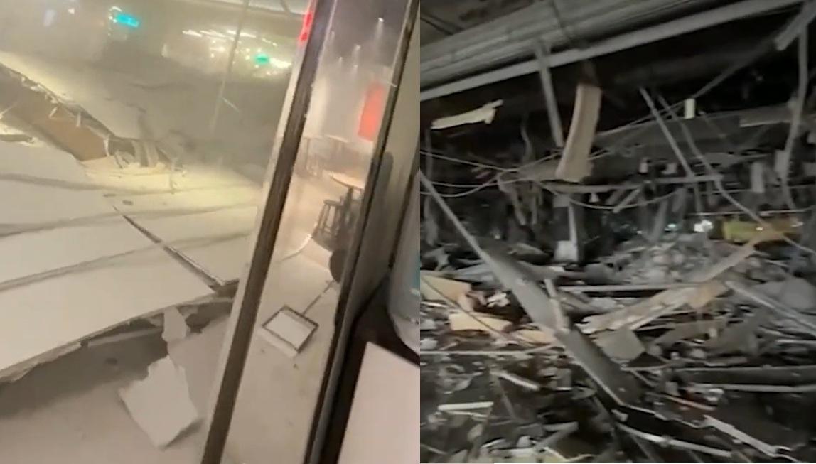 台中新光三越氣爆一樓與12樓場景。 圖:翻攝自記者爆料網