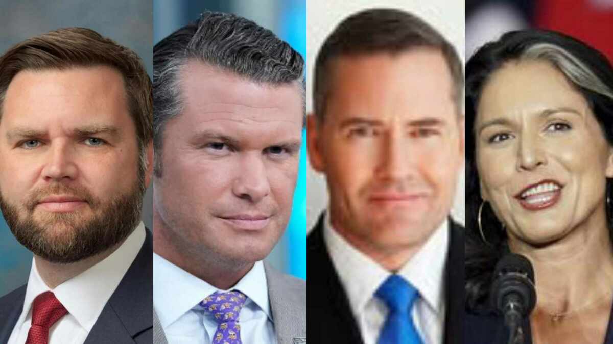 副總統范斯（JD Vance）、國防部長皮特·海格塞斯（Pete Hegseth）、國家安全顧問麥克·瓦爾茲（Mike Waltz），以及國家情報局局長圖爾西·加巴德（Tulsi Gabbard）等人物，都是在伊拉克和阿富汗服役的退役軍官。 圖:資料庫(新頭殼合成)